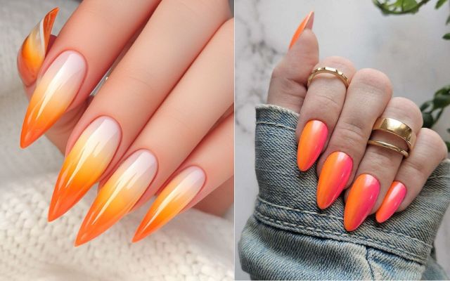 Tropical Sunset Ombre Nails